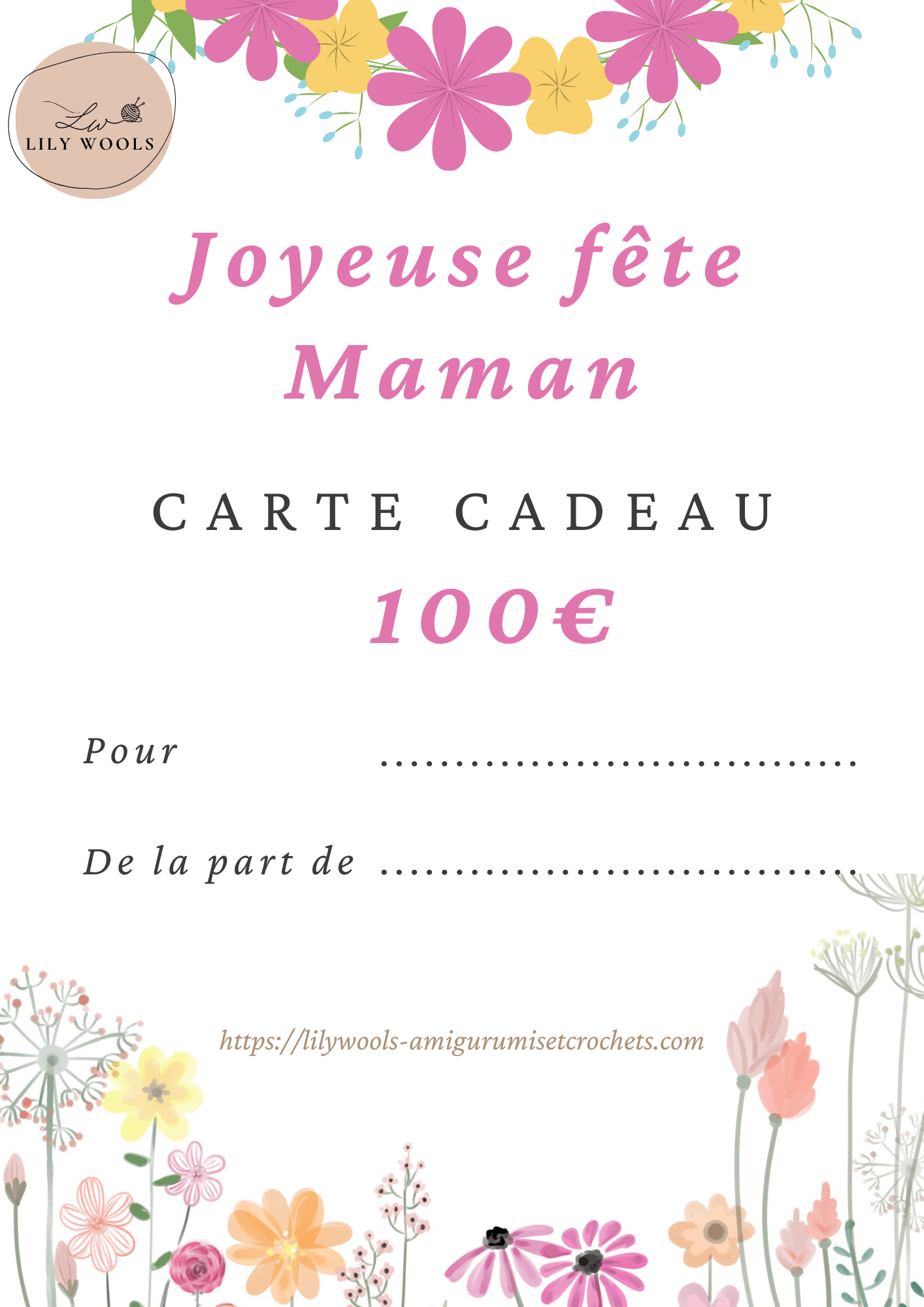 100€ - Carte Cadeaux - LilyWools - Amigurumis et crochet LilyWools - Amigurumis et Crochets