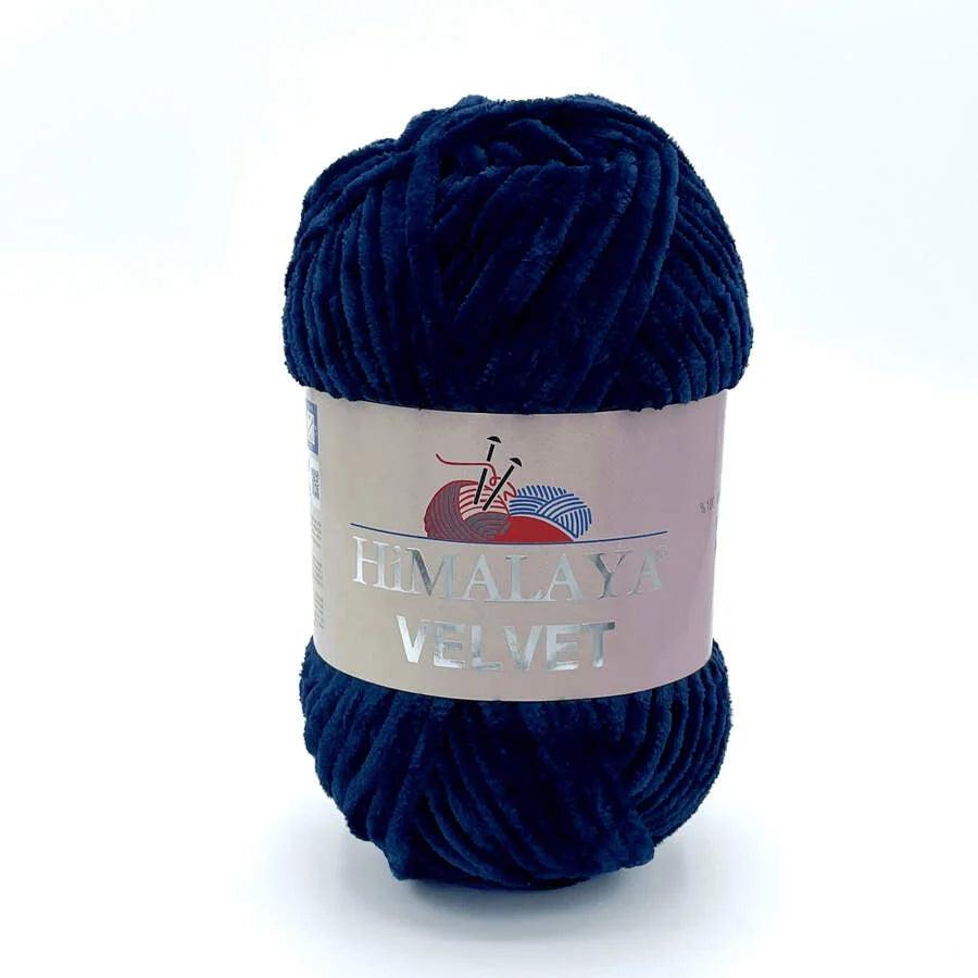 Fil chenille Himalaya Velvet 90021 bleu foncé pour amigurumi au crochet