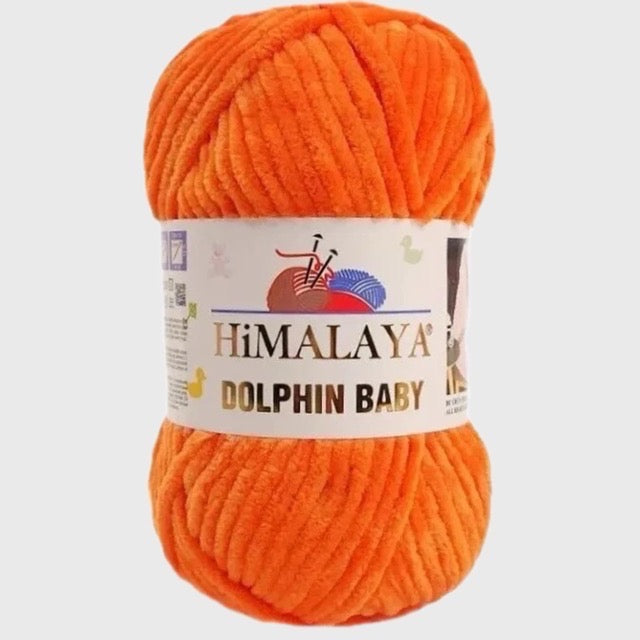 Fil chenille Himalaya Dolphin Baby 80372 orange foncé 100g pour amigurumi au crochet