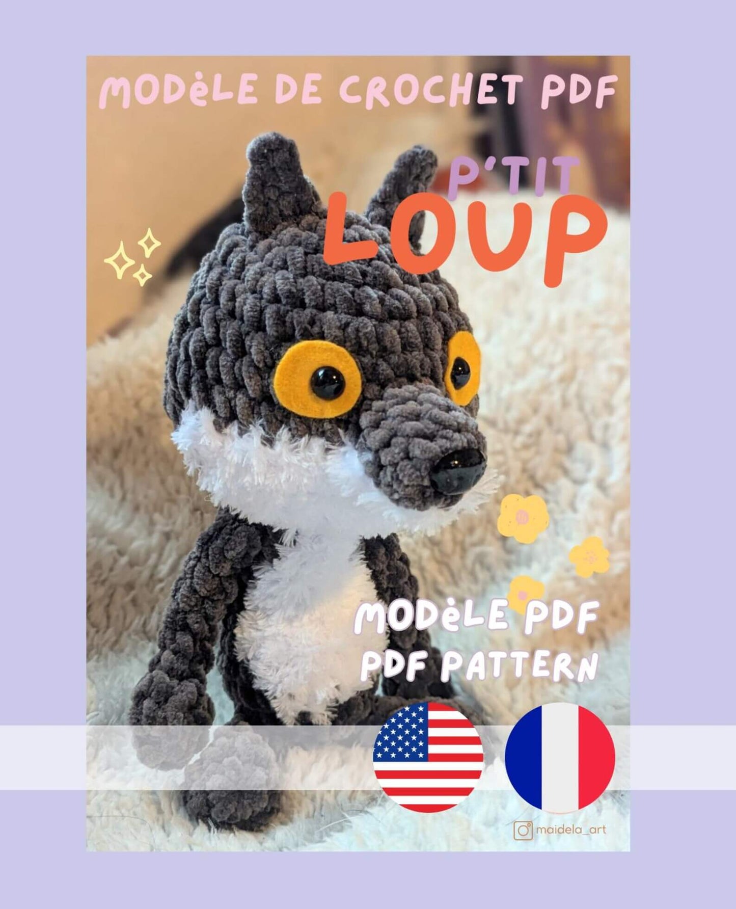 Kit - Le Loup (sans patron) LilyWools - Amigurumis et Crochets