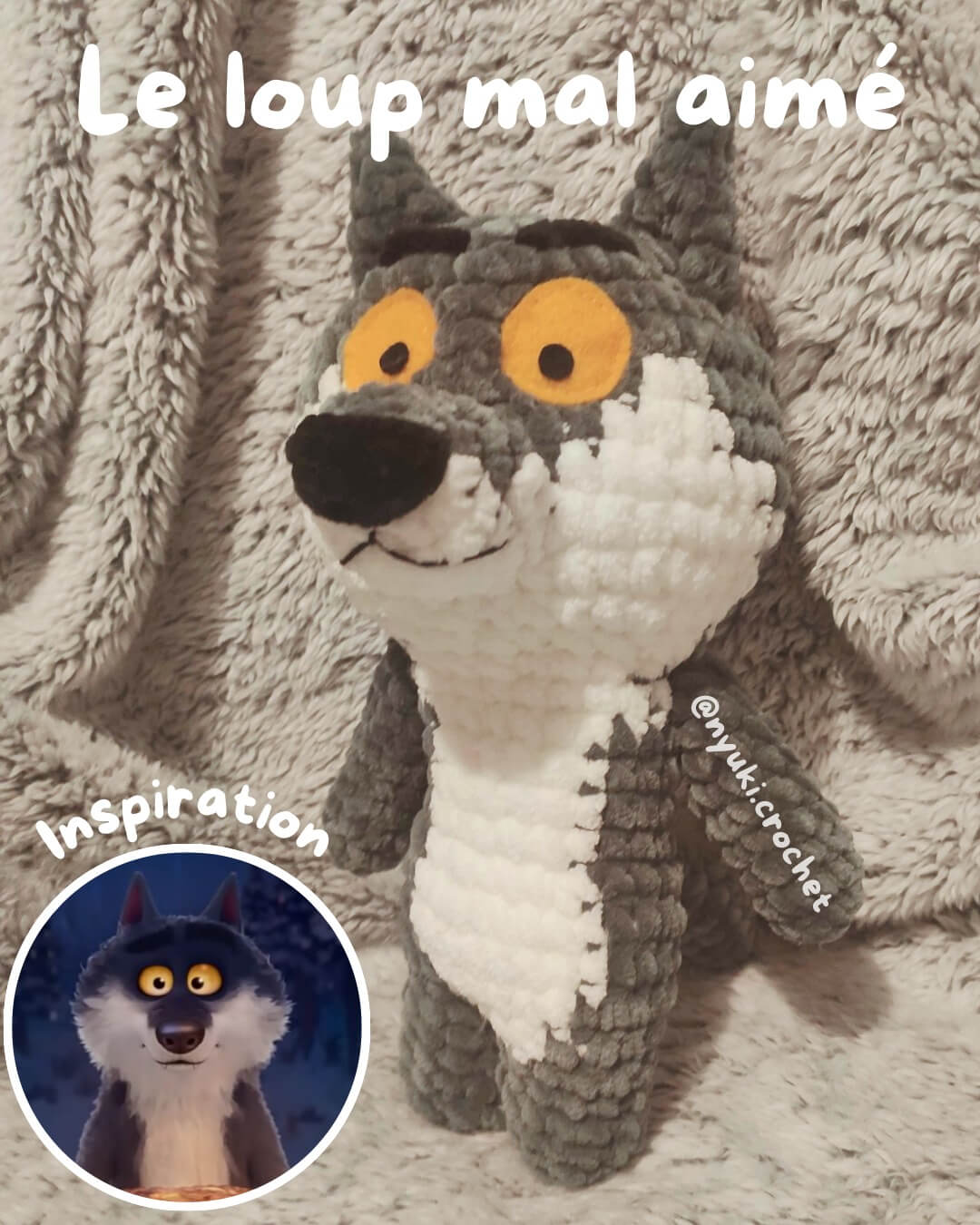 patron gratuit Kit loup le mal aime au crochet fil chenille