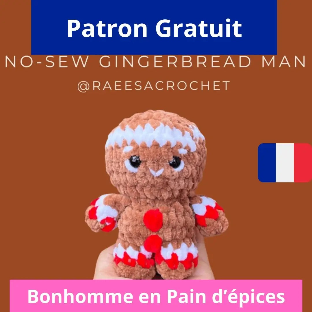 Bonhomme en pain d'épices - Patron gratuit amigurumi fil chenille