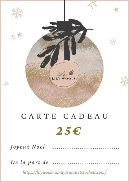25€ - Carte Cadeaux - LilyWools - Amigurumis et crochet LilyWools - Amigurumis et Crochets