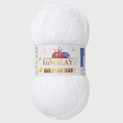 Fil chenille Himalaya Dolphin Baby 80301 blanc 100g pour amigurumi au crochet