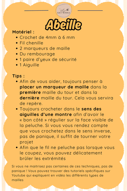 Kit - Abeille au crochet LilyWools - Amigurumis et Crochets